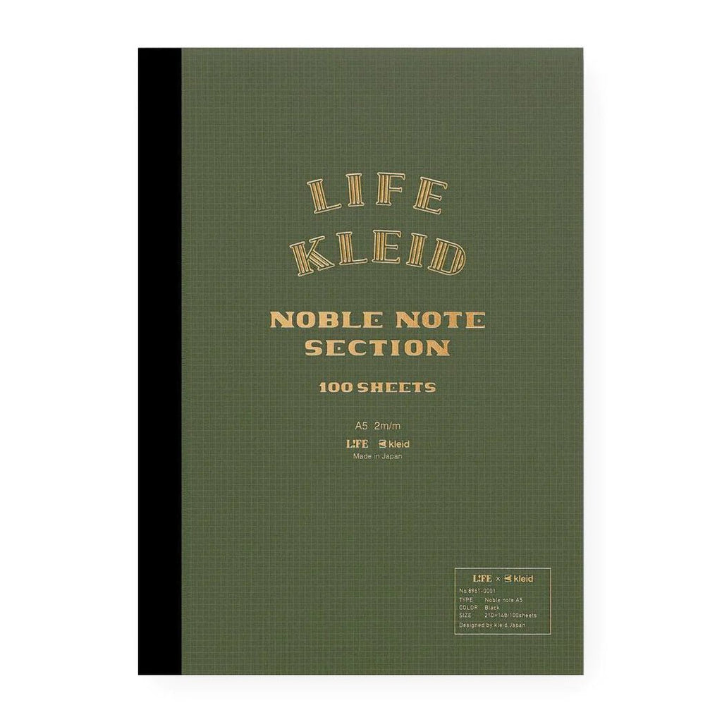 Kleid x Life Noble Note Notebook Cream Paper Olive Drab A5 - un membrete